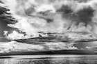 Canoes Tahiti Island Rain Storm Coming-Outer Reef Water-Moorea-Tahiti-French Polynesia. Coastal Print